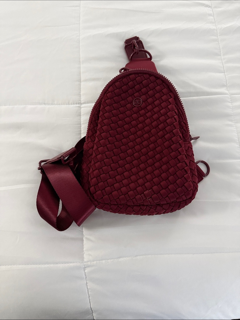 NWOT Calia Woven Burgundy Crossbody Sling Bag in Red Merlot